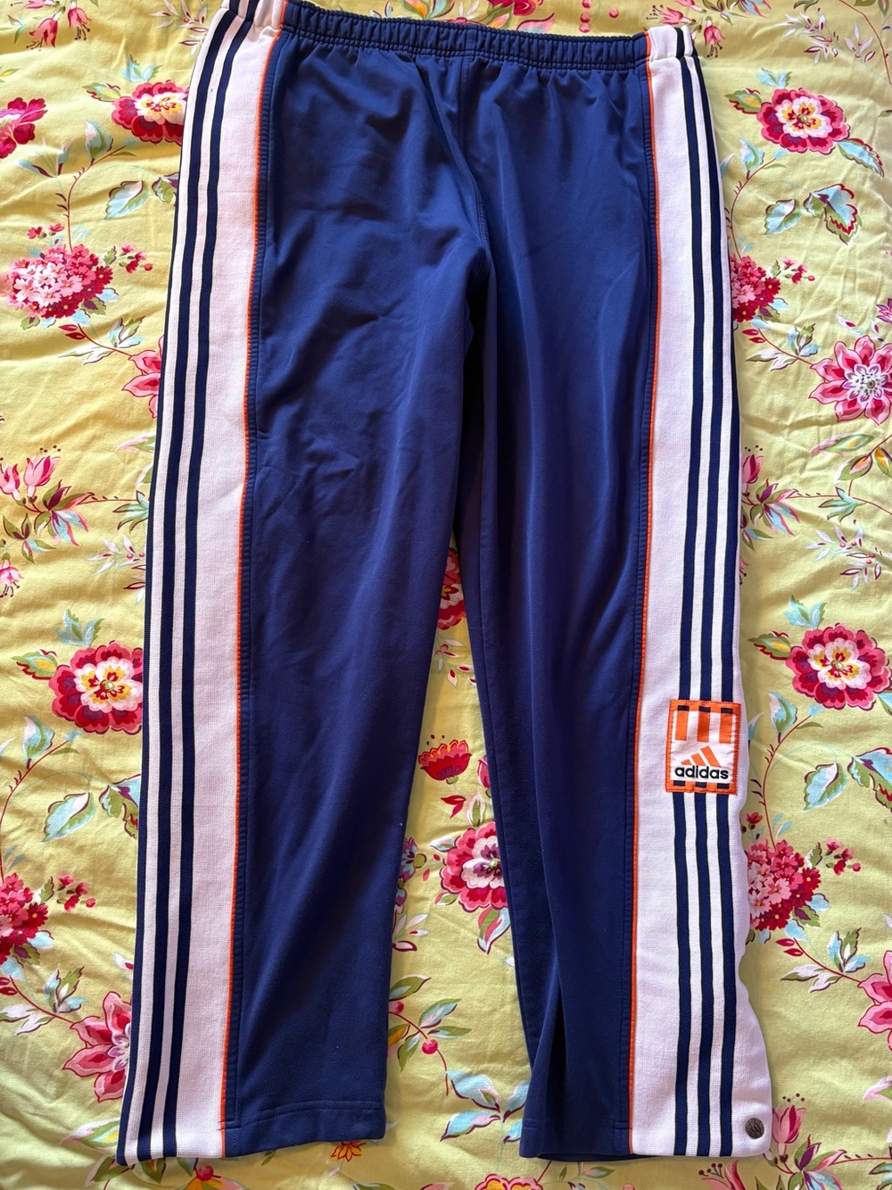 Adidas Vintage 90s Snap Button Tear Away Breakaway Navy Track Pants L 30” Inseam